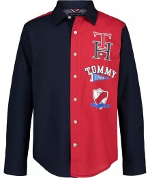Tommy Hilfiger Red/Blue Color Block Emblem L/S Shirt